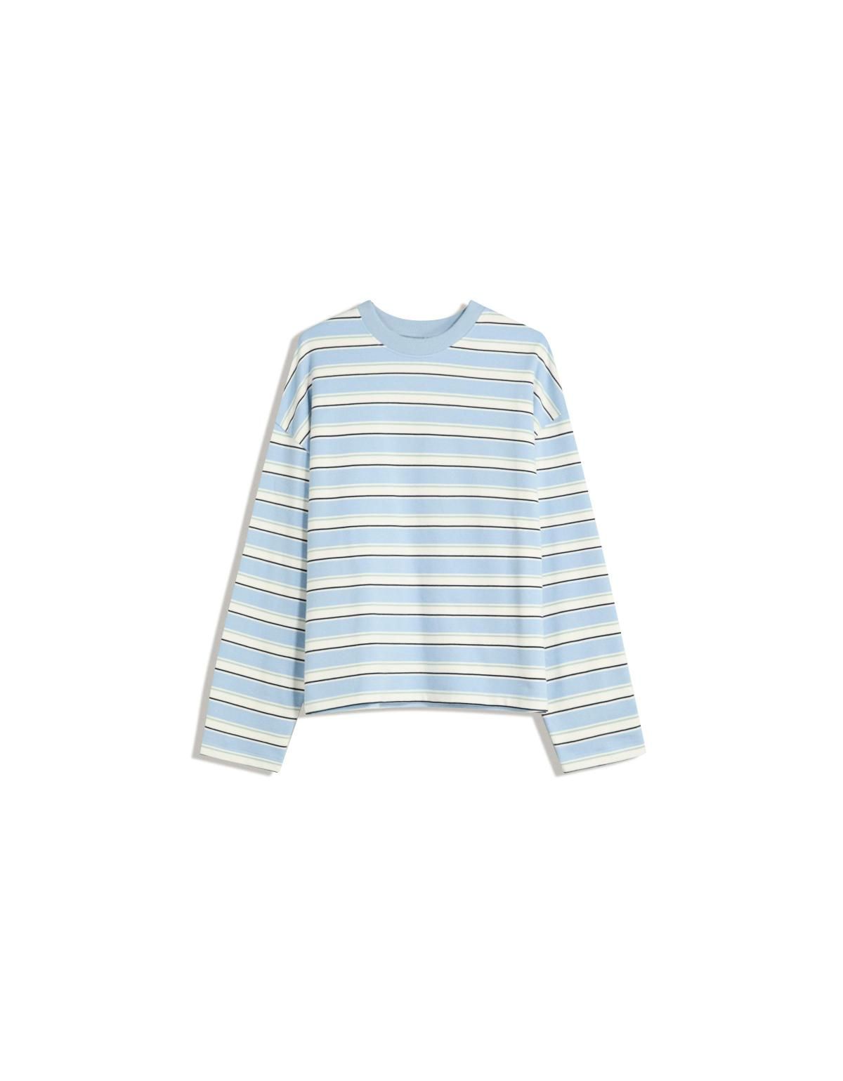 버쉬카 스트라이프 라운드넥 니트 긴팔 캐주얼 스웨터 7073/190 LIGHT BLUE - 상품 이미지