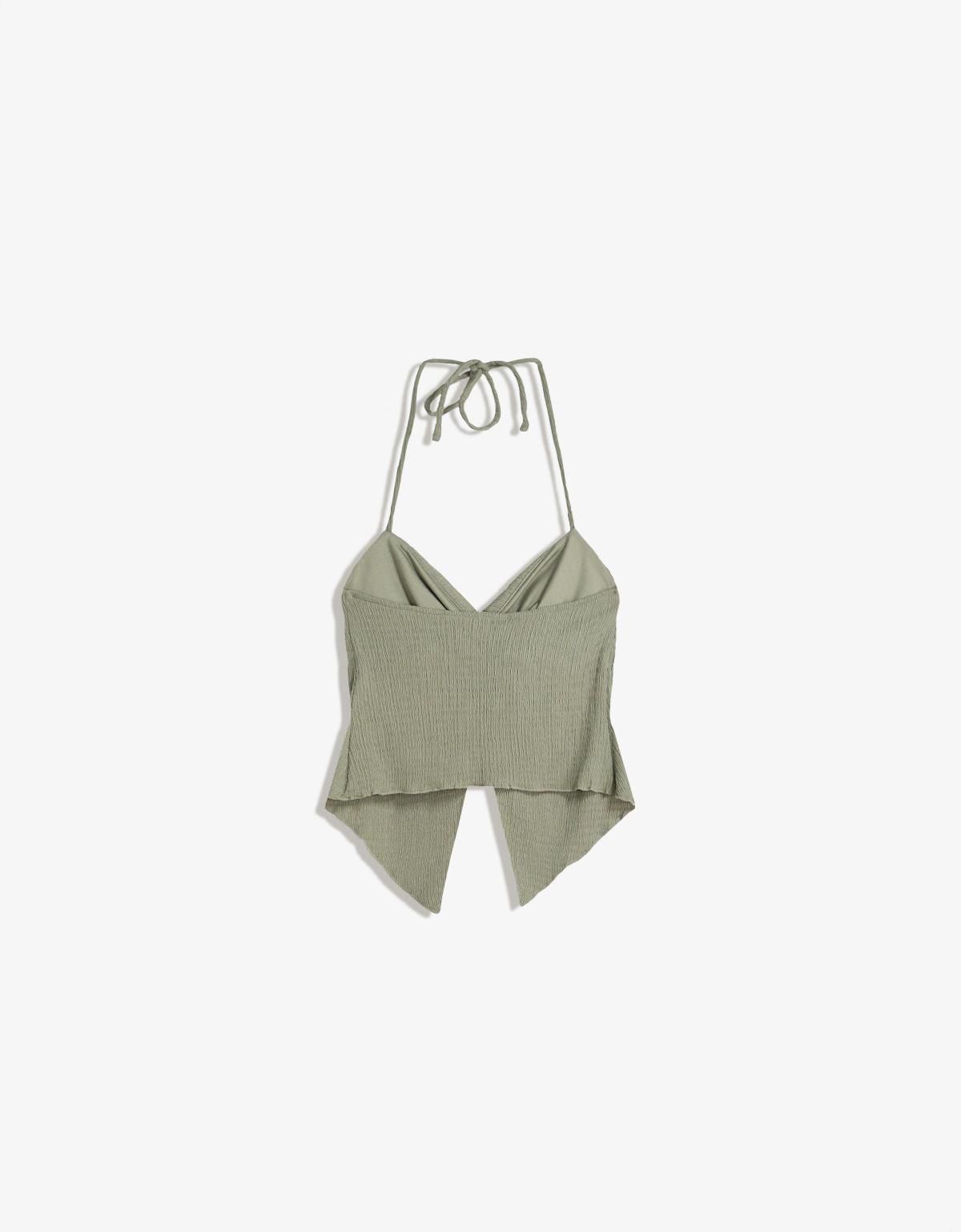버쉬카 매듭 텍스처 리본 홀터넥 탑 8701/360 GREEN - 상세 이미지 5