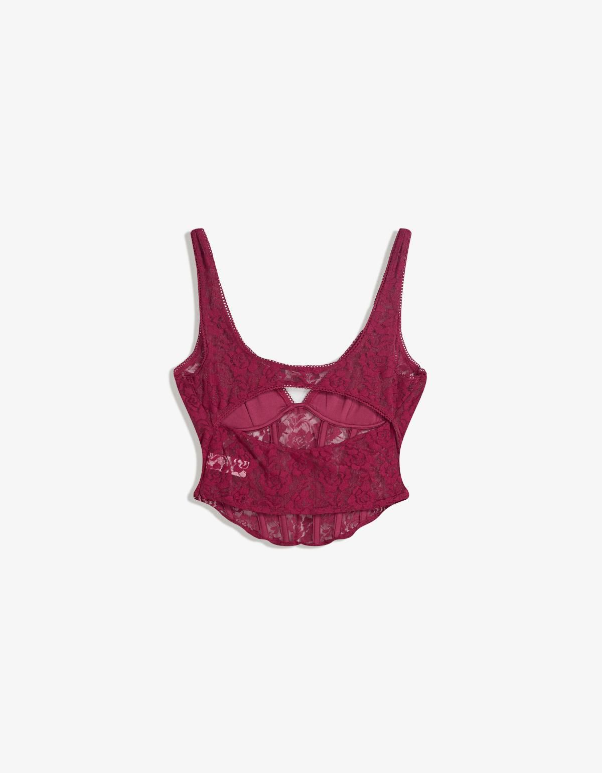 버쉬카 로맨틱 레이스 슬리브리스 탑 8766/692 MAROON - 상세 이미지 5