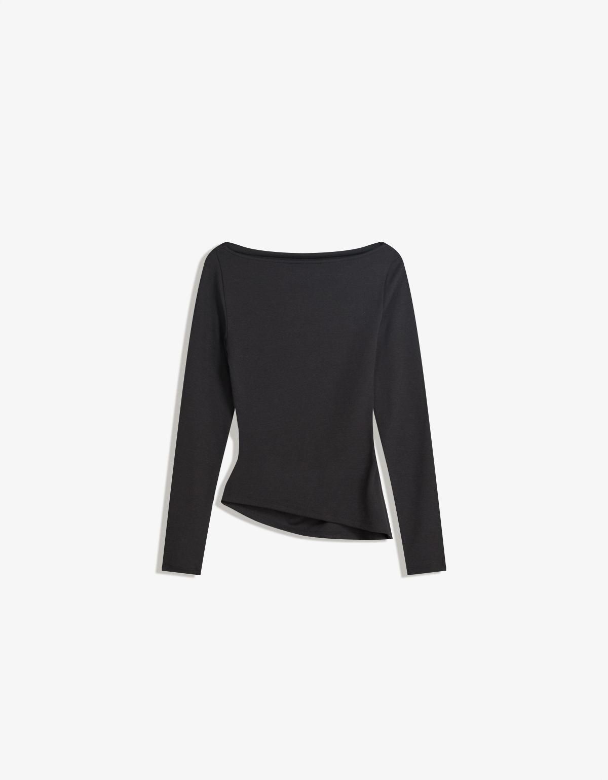 버쉬카 모던 언발란스 긴팔 티셔츠 7545/360 BLACK - 상세 이미지 2