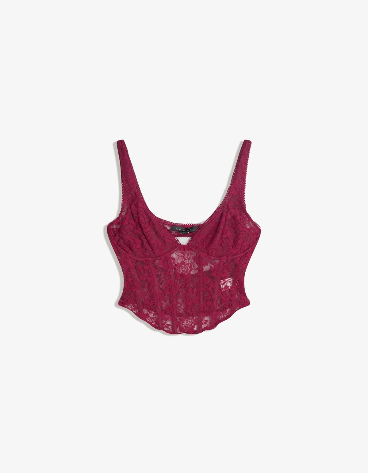 버쉬카 로맨틱 레이스 슬리브리스 탑 8766/692 MAROON - 상품 이미지