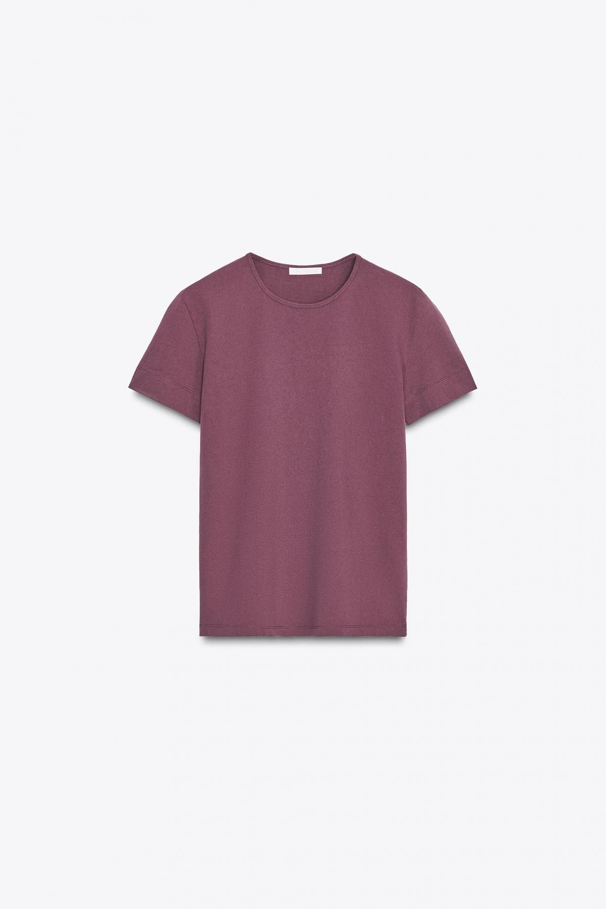 자라 내추럴 코튼 베이직 반팔 티셔츠 0858/441 BURGUNDY - 메인 이미지
