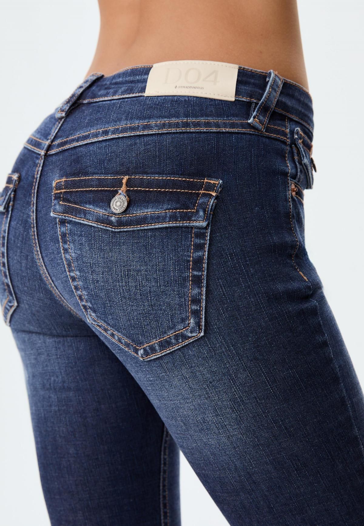 스트라디바리우스 Y2K 데님 로우라이즈 부츠컷 청바지 4874/808 MEDIUM BLUE DENIM - 상세 이미지 5