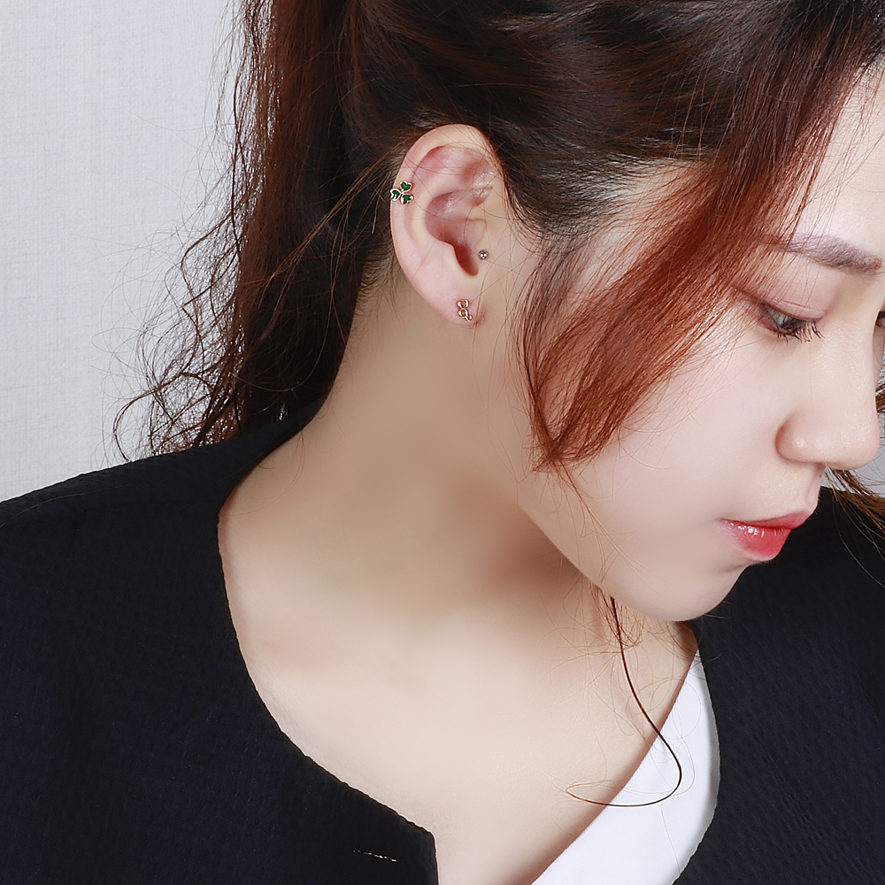 14K 18K 클로버 볼 꽃 피어싱 컬러 에폭 파스텔 바 귀걸이 이미지 8