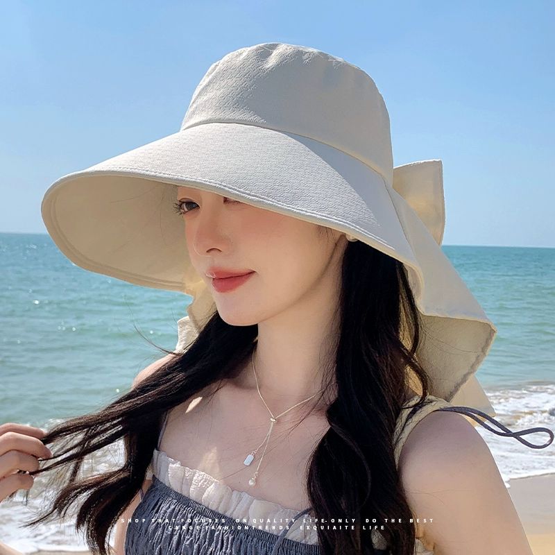 여성 해변모자 여자 보넷 밀짚 밀짚모자 여행 라탄 대두 샴페인베이지 프리사이즈 - 상세 이미지 5