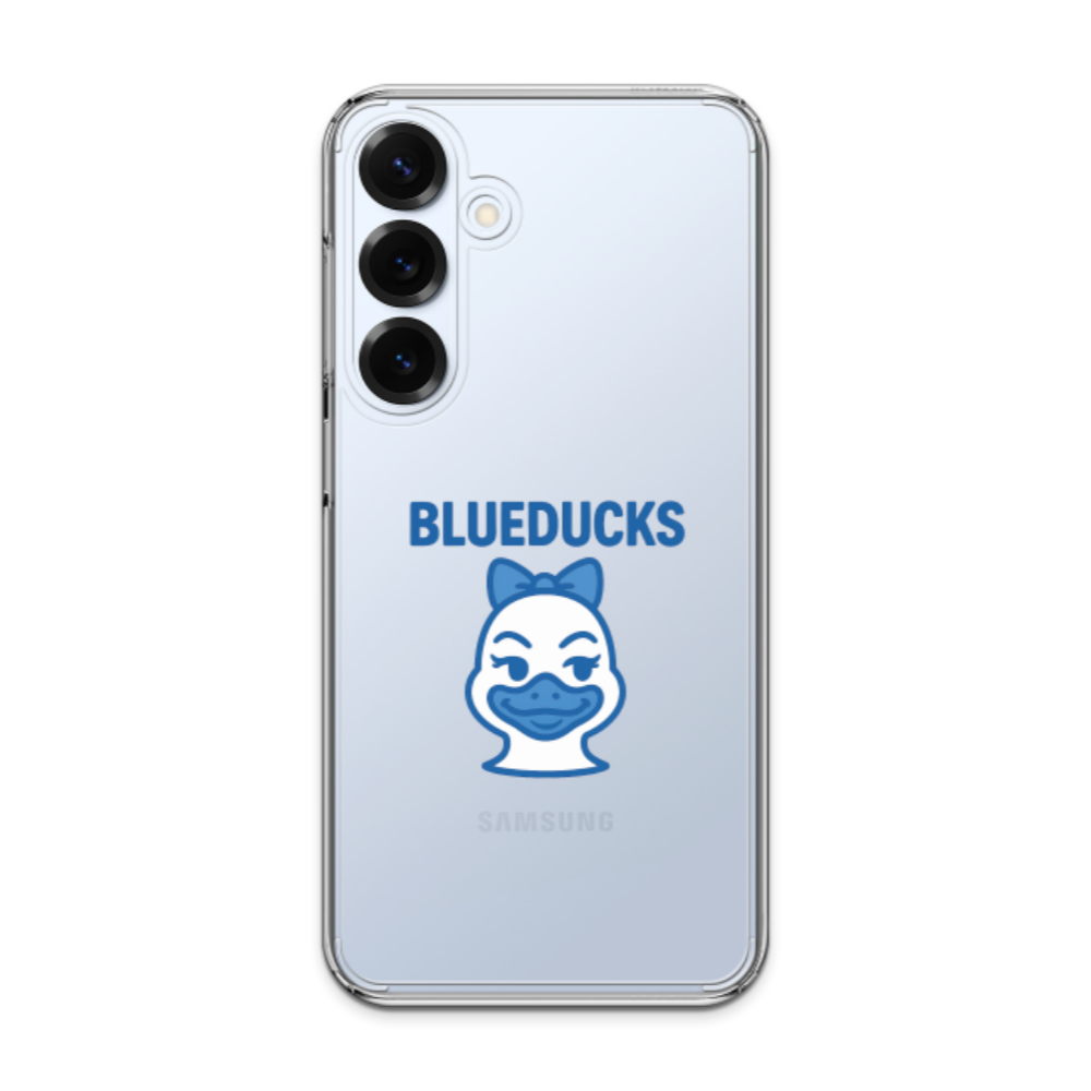 크리스탈 하이브리드 케이스 _ BLUEDUCKS 러블리덕 캐릭터 삼성 갤럭시 S25 S24 S23 / 부드러운 사용감 / 충격에 강한 소재 / 일체형 하이브리드 구조 - 메인 이미지