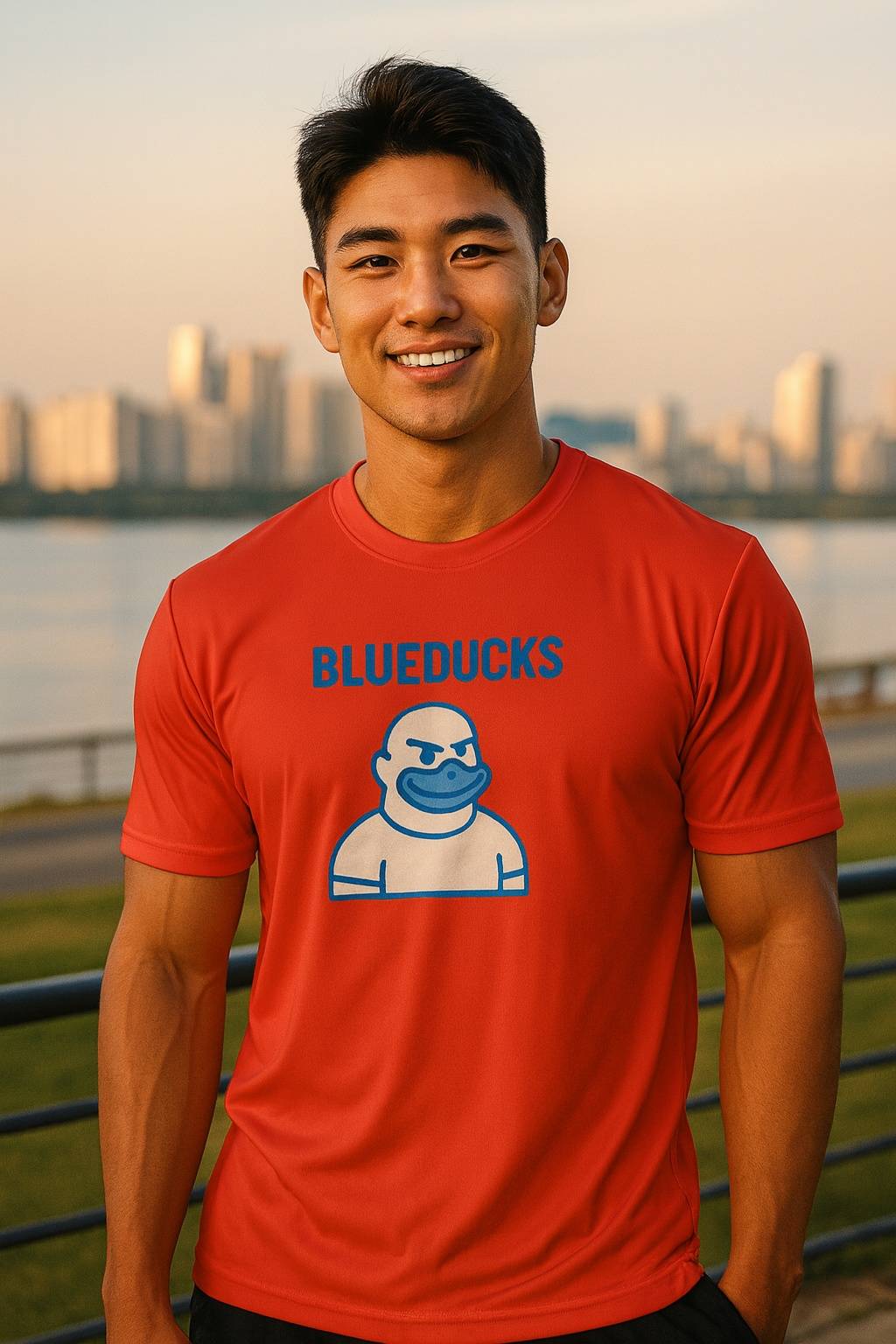 스탠다드핏 폴리 드라이 경량 반팔 티셔츠 (공용) _ BLUEDUCKS 근육덕 캐릭터 / 6가지 색상