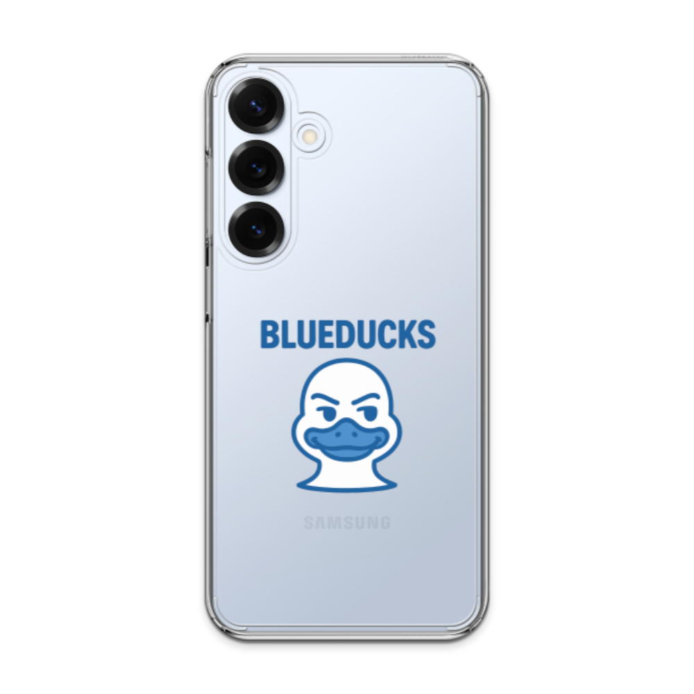 크리스탈 하이브리드 케이스 _ BLUEDUCKS 버디덕 캐릭터 삼성 갤럭시 S25 S24 S23 / 부드러운 사용감 / 충격에 강한 소재 / 일체형 하이브리드 구조 - 상품 이미지