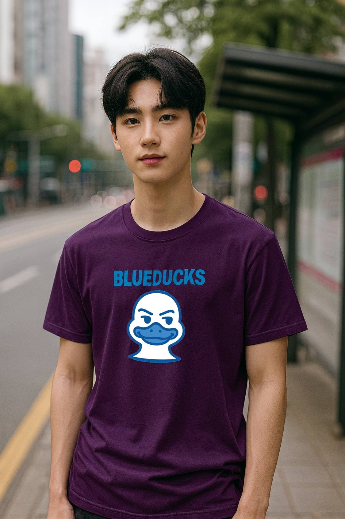 스탠다드핏 폴리 드라이 경량 반팔 티셔츠 (공용) _ BLUEDUCKS 버디덕 캐릭터 / 6가지 색상 - 메인 이미지