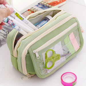 초등 고학년 대용량 필통 투명포켓 포카 수납 3단 파우치 실사용 후기 | 효과 있을까? - 상품 이미지 3