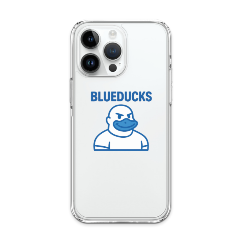 크리스탈 하이브리드 케이스 _ BLUEDUCKS 근육덕 캐릭터 애플 아이폰 16 15 14 / 부드러운 사용감 / 충격에 강한 소재 / 일체형 하이브리드 구조 - 메인 이미지
