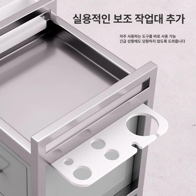 미용 커트 트레이 컷트 스테인리스 수납 바퀴 실버 툴 캐비넷 - 상세 이미지 4