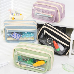 초등 고학년 대용량 필통 투명포켓 포카 수납 3단 파우치 실사용 후기 | 효과 있을까? - 상품 이미지 1