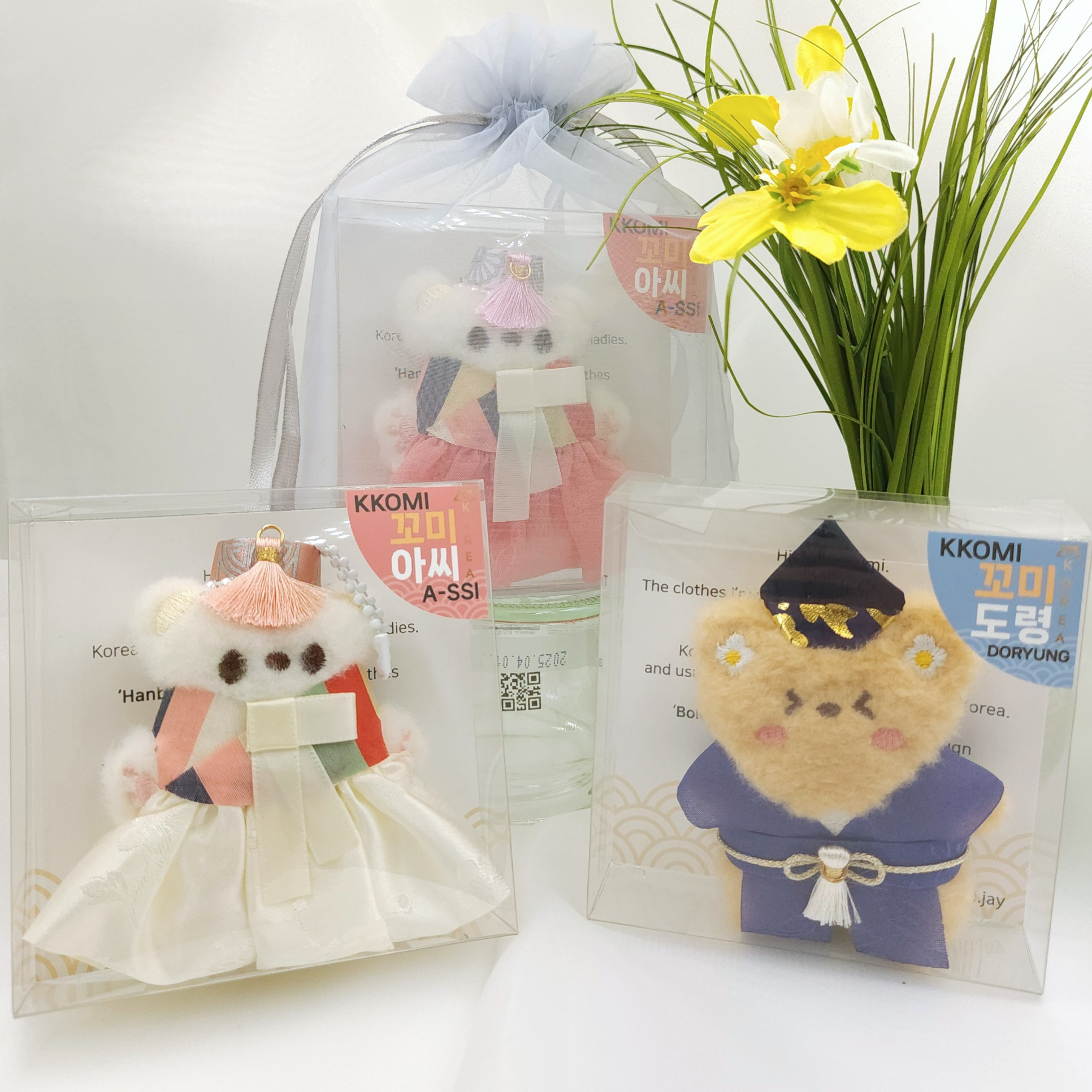 외국친구선물 외국인 한국전통 한국기념품 한복인형키링 꼬미도령아씨+5개국어한복설명택 세트 - 상세 이미지 2