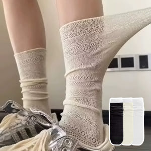 모니카 여성 무압박 레이스 패턴 양말 장목 긴목 양말 루즈삭스 솔직 후기 | 실사용자 리뷰 분석 - 상품 이미지 1