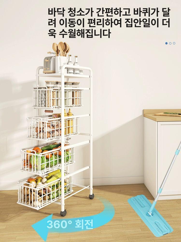 주방 틈새 트롤리 부엌 진열대 이동 정리 수납함 웨건 20cm 32cm 5층 1판 B - 상세 이미지 3