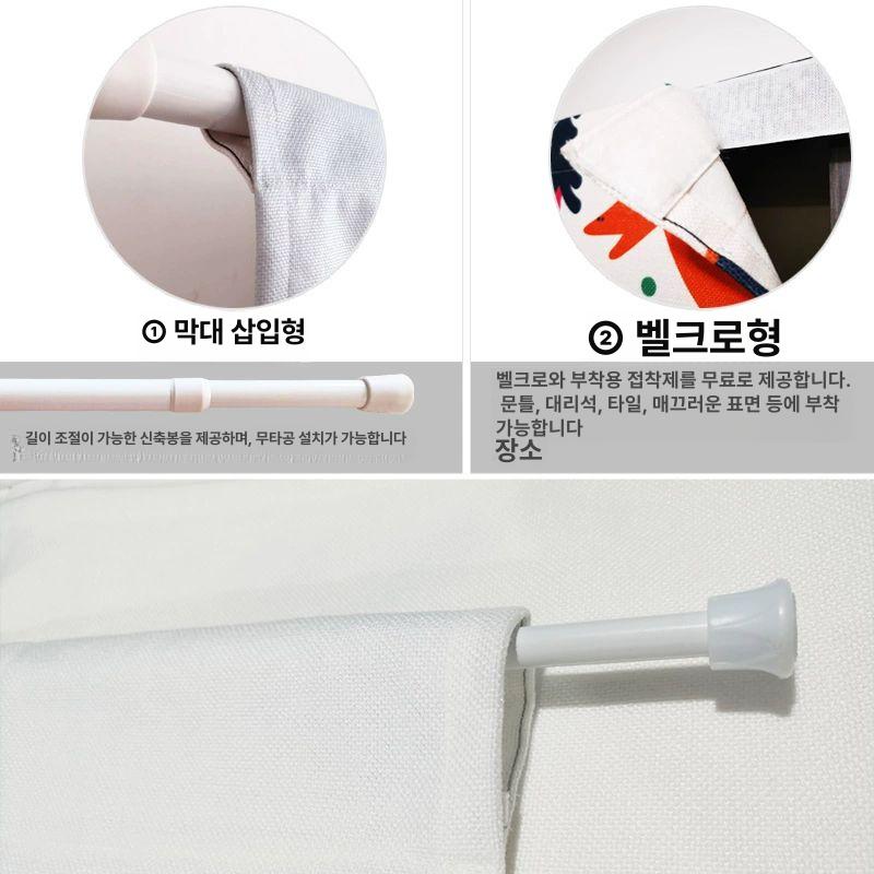 가림막 커튼 연꽃 빈티지 중문 도어 선반가리개 01 전체형 기본 막대형 70폭X120cm높이 방수 강화 - 상세 이미지 5