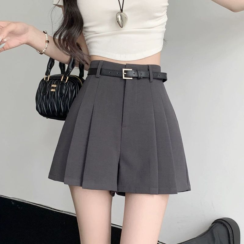 캐주얼 여성 와이드 반바지 치마 버뮤다팬츠 슬랙스 그레이 S - 상품 이미지