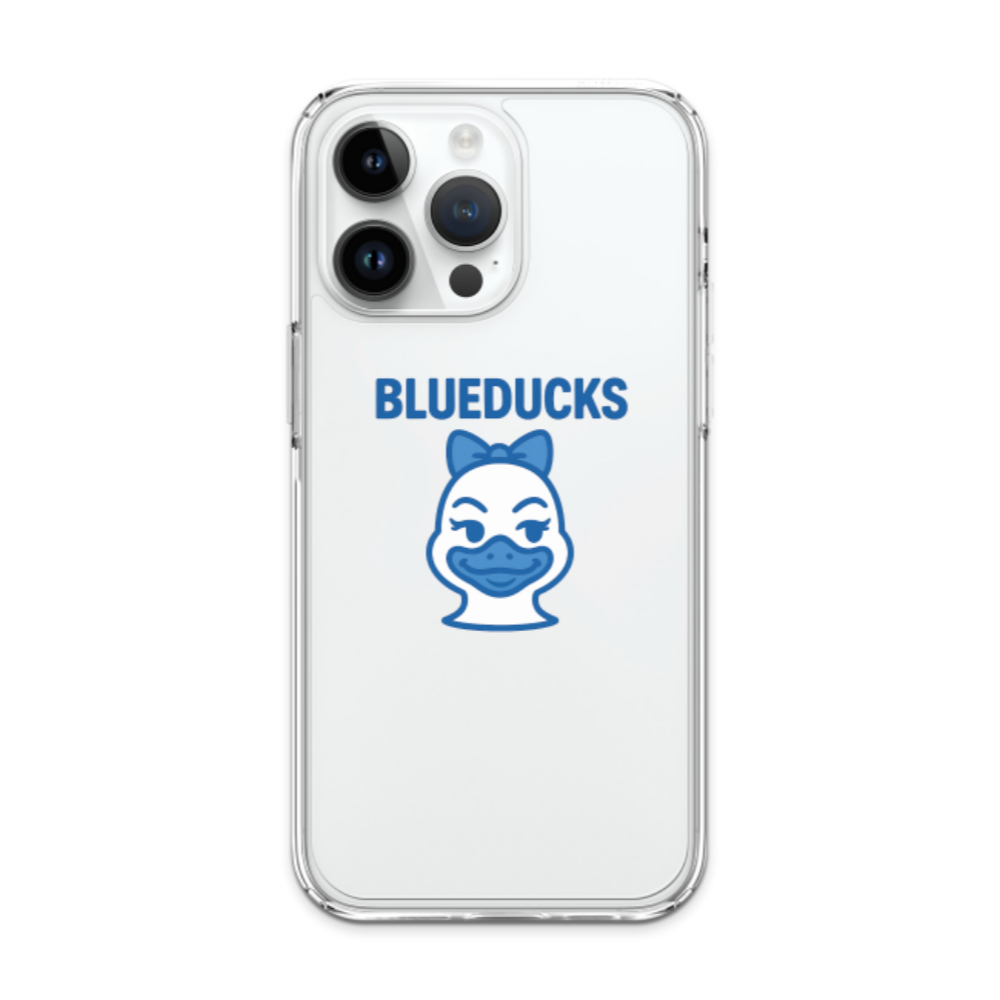 크리스탈 하이브리드 케이스 _ BLUEDUCKS 러블리덕 캐릭터 애플 아이폰 16 15 14 / 부드러운 사용감 / 충격에 강한 소재 / 일체형 하이브리드 구조 - 상품 이미지