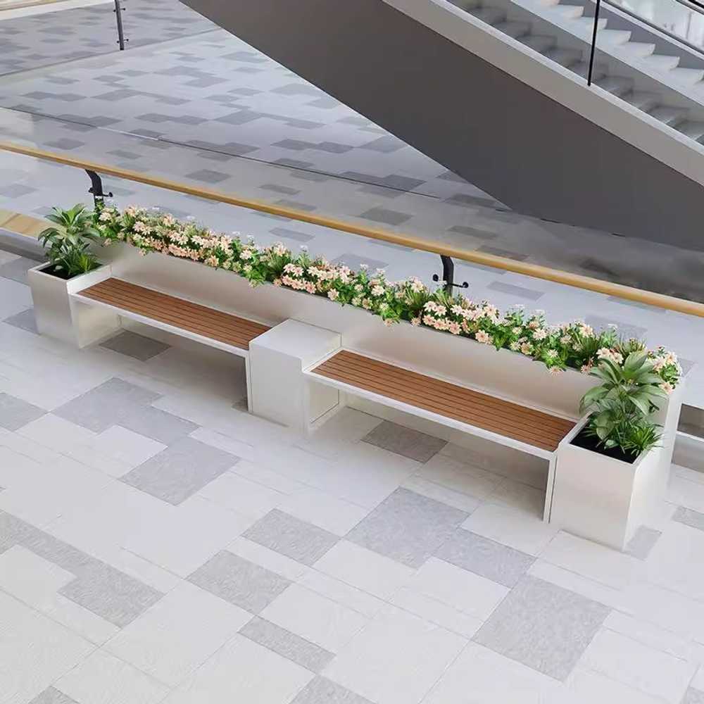 야외 벤치 화단 의자 공원 쉼터 휴식 관공서 디자인 120cm - 상세 이미지 2