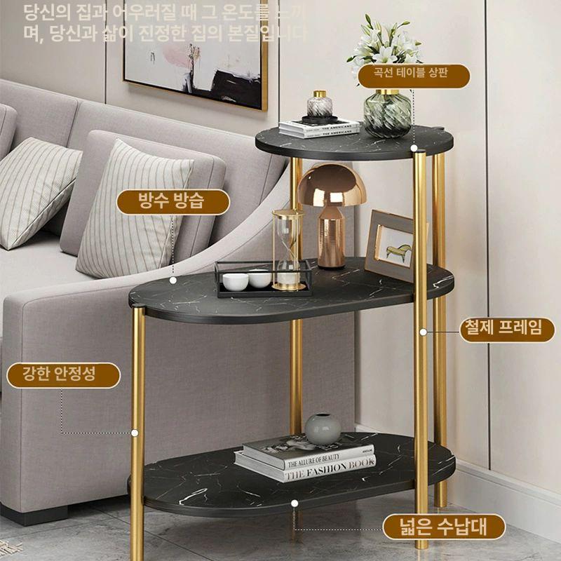 소파옆 틈새 사이드 소파 블랙스톤 캐비닛 거실 서랍 블랙스톤패턴 골드프레임 60x46x78 - 상세 이미지 3