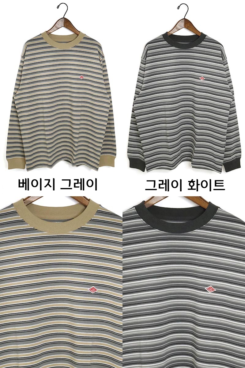 단톤 스트라이프 긴팔 티셔츠 크루넥 남성 맨투맨  DT-C0200TCB 블랙 화이트 XL - 상세 이미지 3