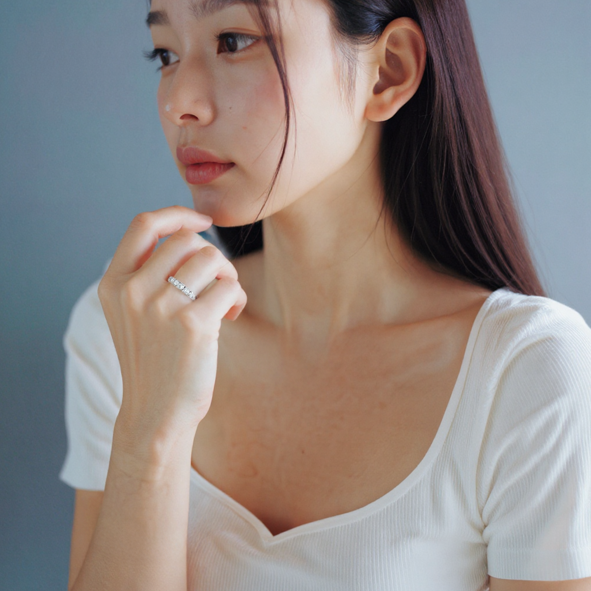 다이아몬드 1부 7개 백금 반지 - 상품 이미지