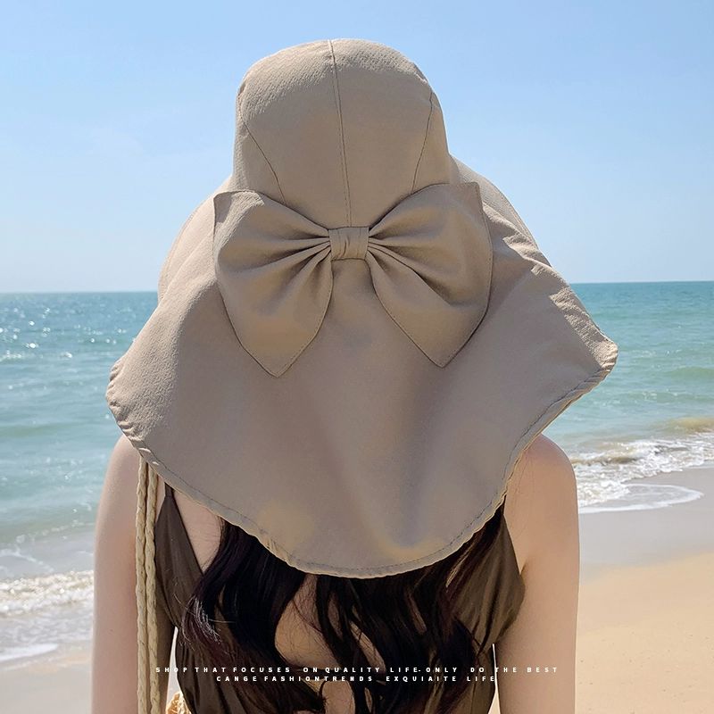여성 해변모자 여자 보넷 밀짚 밀짚모자 여행 라탄 대두 샴페인베이지 프리사이즈 - 상세 이미지 4