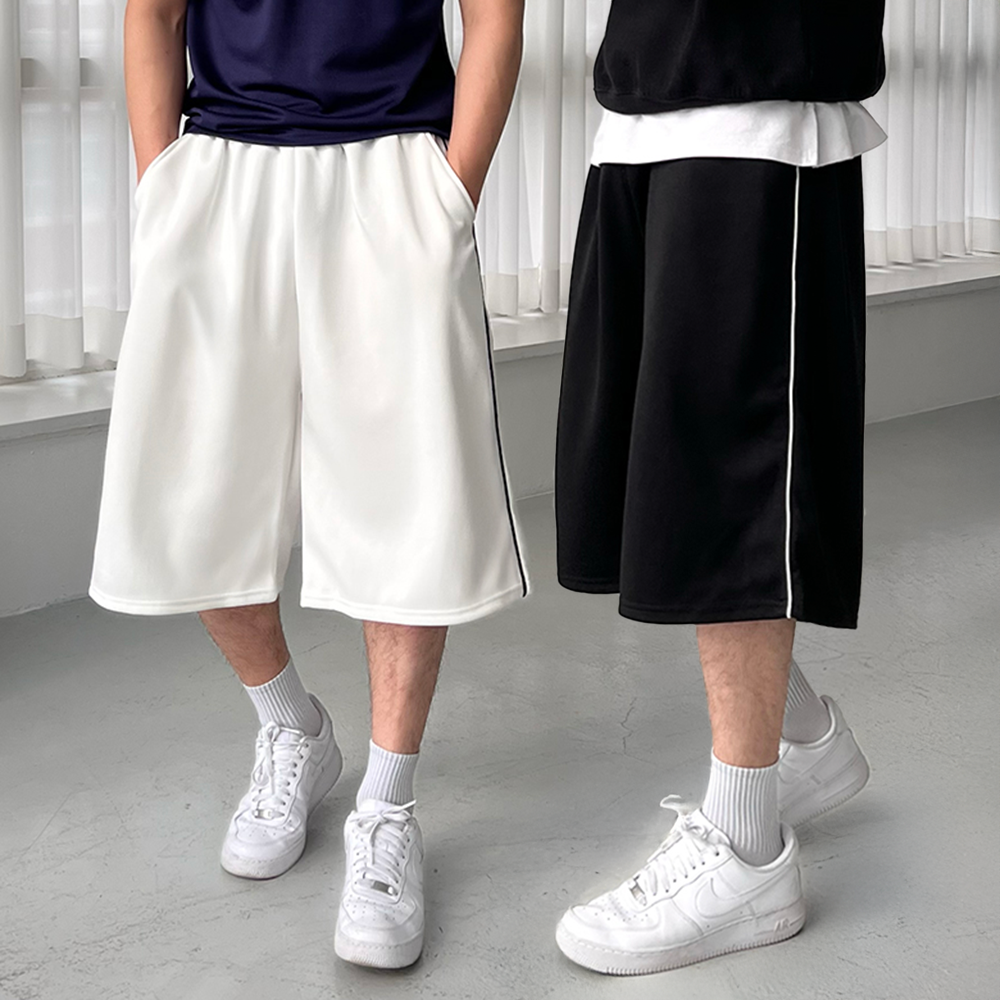 1+1 남자버뮤다팬츠 남자트랙팬츠 흰반바지 통큰바지 - 상품 이미지