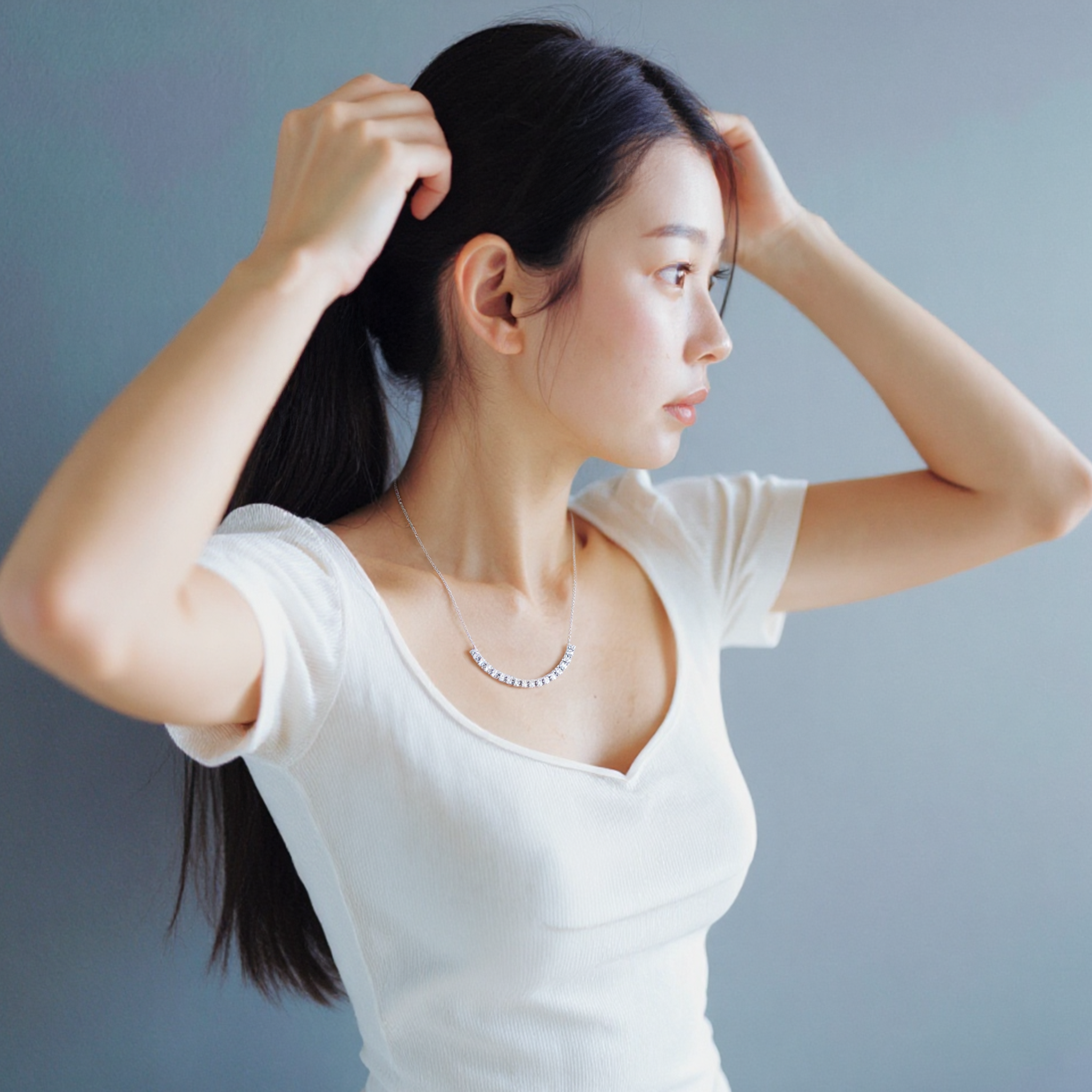 다이아몬드 1부 20개 백금 목걸이 - 상세 이미지 2