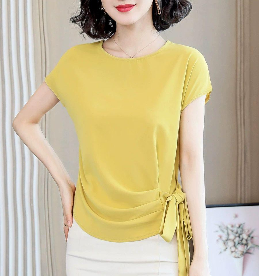루즈핏 여성 상의 기본티 반팔 여자 티셔츠 옐로우 M 40.0-50.0kg - 상품 이미지