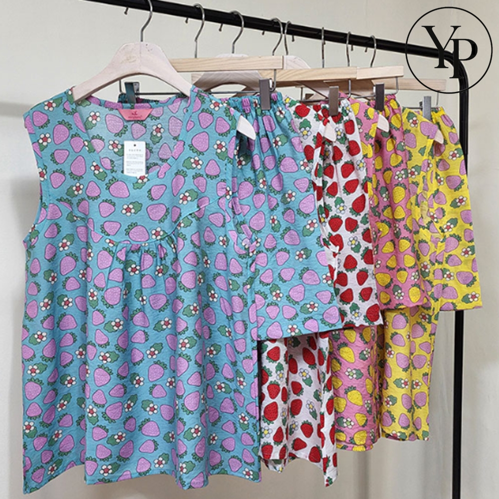 여성 여름 빅사이즈 잠옷 파자마 순면 상하의 세트 인견 쿨 프릴 홈웨어 - 상품 이미지