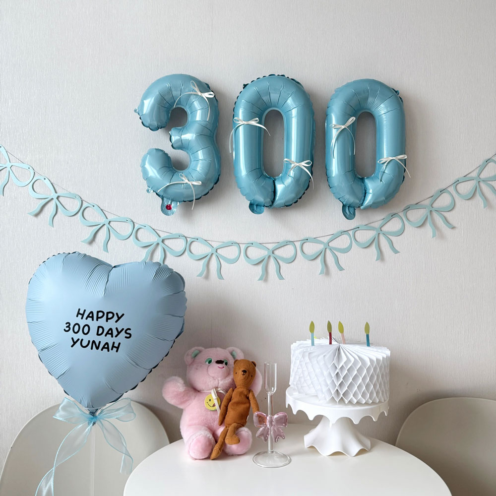 아기 300일 풍선 기념일 셀프촬영 풍선 레터링 블루 이미지 3
