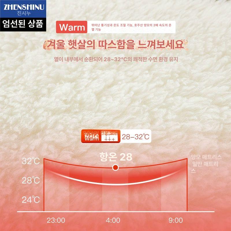 천연 양털 침대 매트리스 깔개 두꺼운 담요 밑 따뜻한 업그레이드된 화이트 롱헤어 스타일 135x200CM 엄선된 양모 - 상세 이미지 5