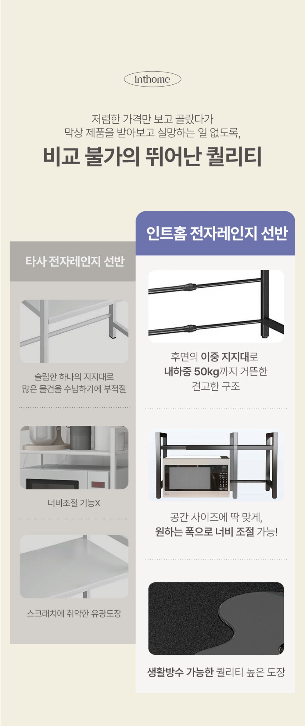2단 전자레인지 수납장 선반 밥솥 오븐 다이 정리장 스탠드 거치대 - 상세 이미지 4