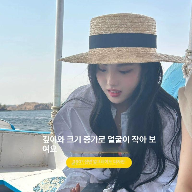 여성 밀짚모자 여름 보닛햇 지사 라탄 니트모자 대두 수제 밀짚모자-베이지 검은띠 프리사이즈 스타일54-59cm - 상세 이미지 4