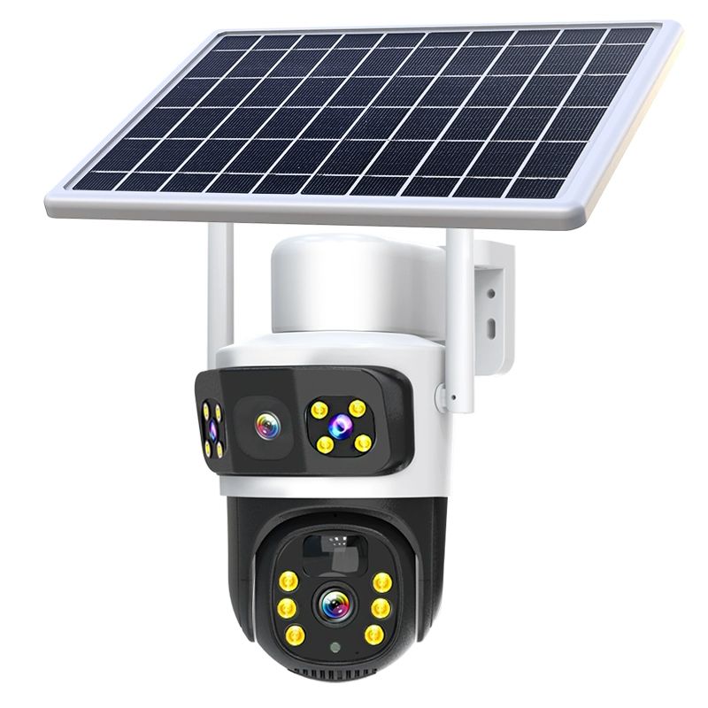 태양열 CCTV 야외용 농막 회사 초인종 듀얼 야생 태양광 WIFI+단판 단화면 전기 재생 30일 연속 녹화 5MP - 상품 이미지