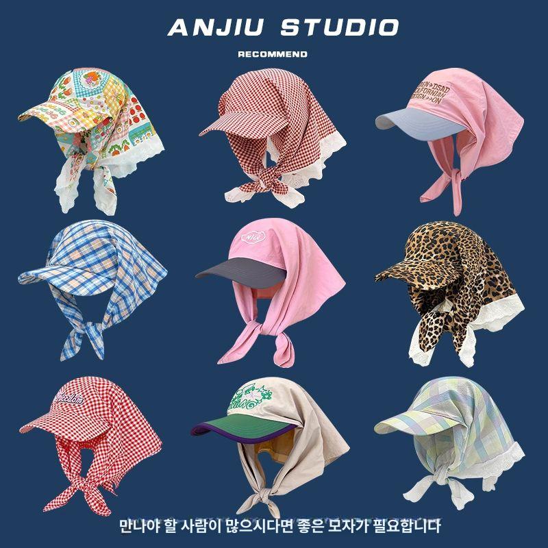 스카프모자 선캡 여름 그늘막 농촌 데일리 등산 호피 베이지 자수 머리띠 모자 M 56-58cm - 상세 이미지 2
