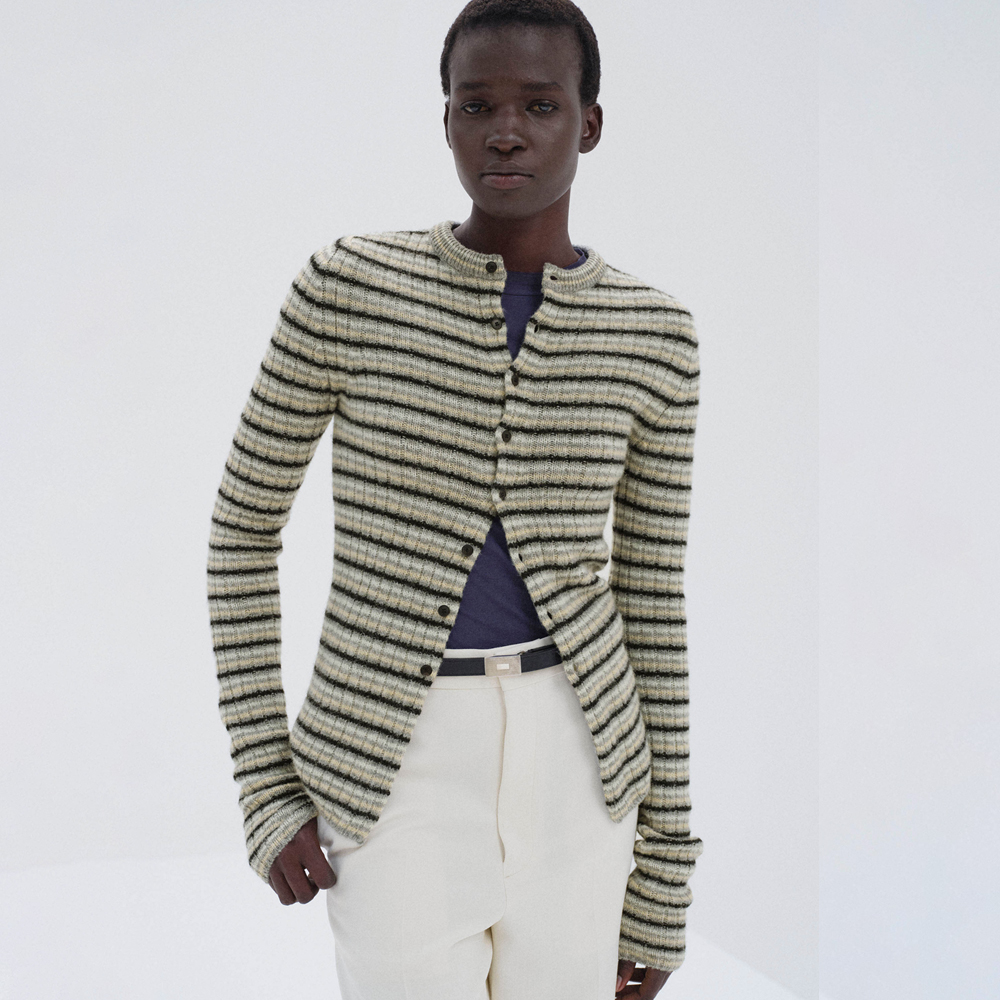 오라리 우먼즈 가디건 SHETLAND WOOL CASHMERE RIB KNIT CREW-NECK CARDIGAN 25FW - 메인 이미지