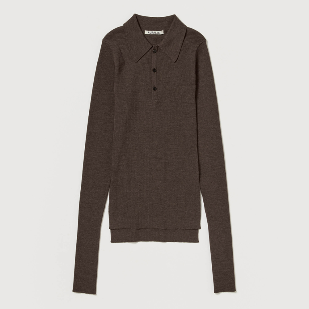 오라리 우먼즈 니트 SUPER FINE WOOL HIGH GAUGE RIB KNIT POLO 25FW - 상세 이미지 3