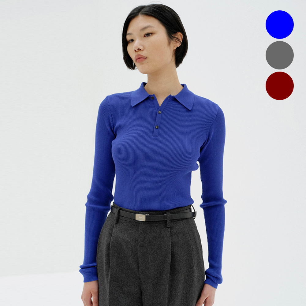 오라리 우먼즈 니트 SUPER FINE WOOL HIGH GAUGE RIB KNIT POLO 25FW