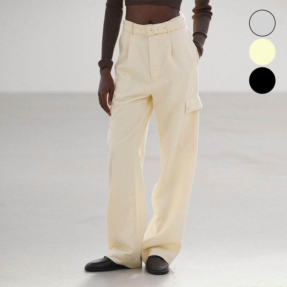 오라리 우먼즈 바지 STRUCTURED WOOL DOUBLE CLOTH CARGO PANTS 25FW - 상품 이미지