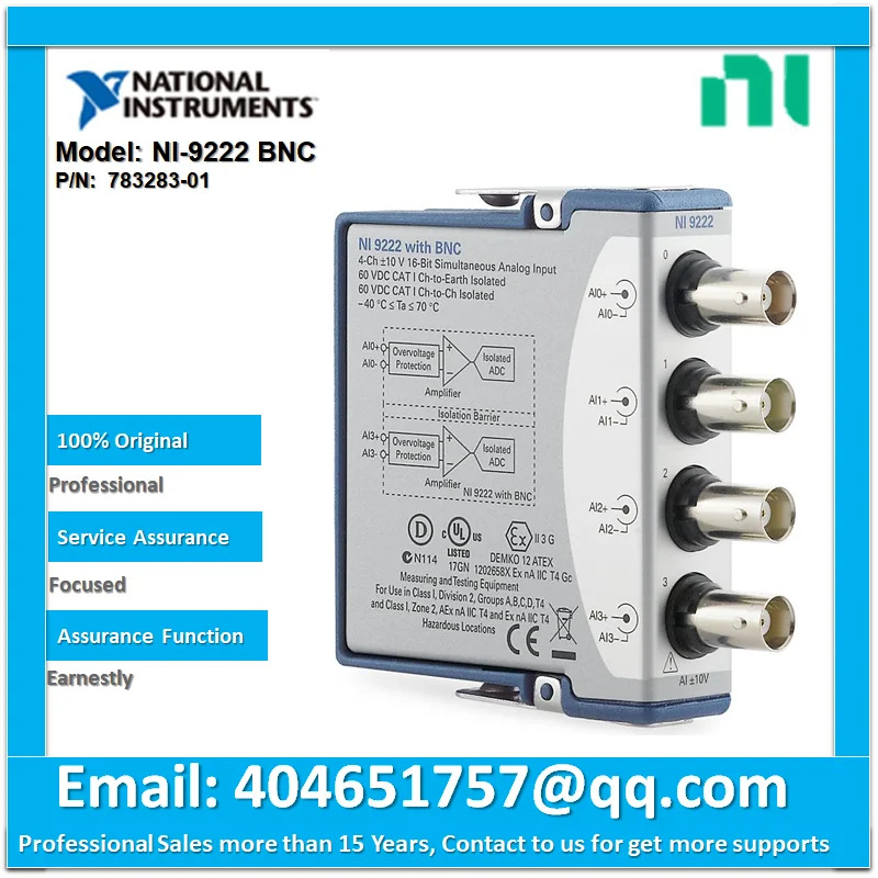 NI 9222 BNC 783283-01 플러스 마이너스V 500 kS/s/ch 16 비트 동기 입력 채널 4 C 시리즈 전압 입력모듈