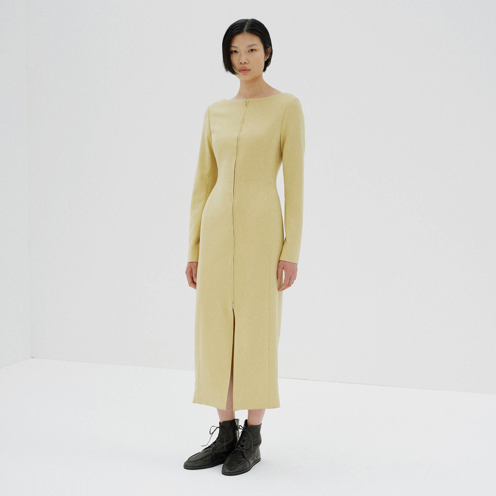 오라리 우먼즈 원피스 TENSE WOOL DOUBLE CLOTH FRONT-ZIP DRESS 25FW - 상품 이미지