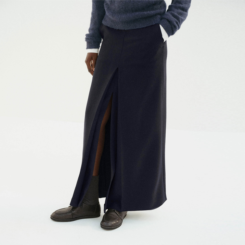 오라리 우먼즈 스커트 TENSE WOOL DOUBLE CLOTH SLIT SKIRT 25FW - 상품 이미지