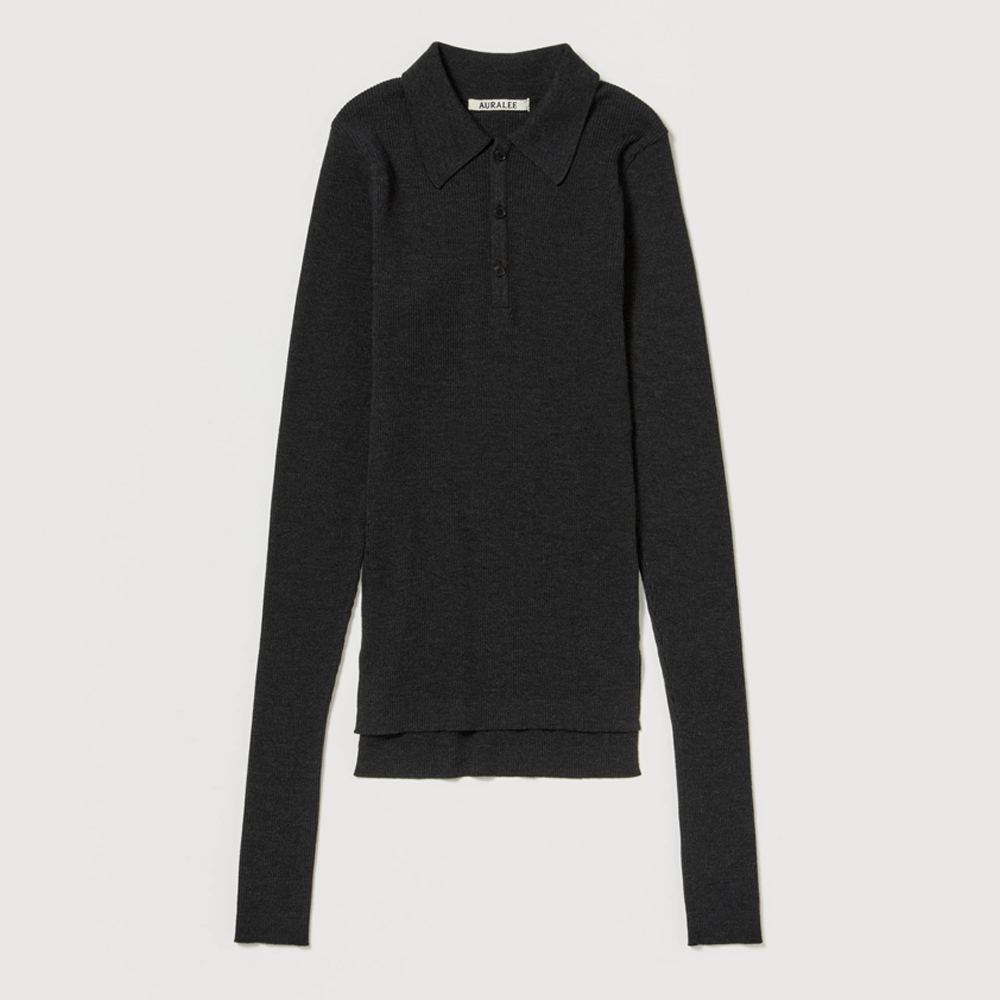 오라리 우먼즈 니트 SUPER FINE WOOL HIGH GAUGE RIB KNIT POLO 25FW - 상세 이미지 4