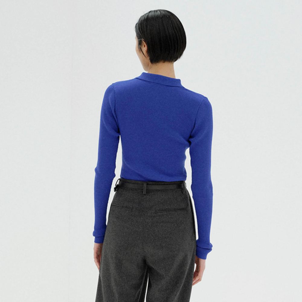 오라리 우먼즈 니트 SUPER FINE WOOL HIGH GAUGE RIB KNIT POLO 25FW - 상세 이미지 5