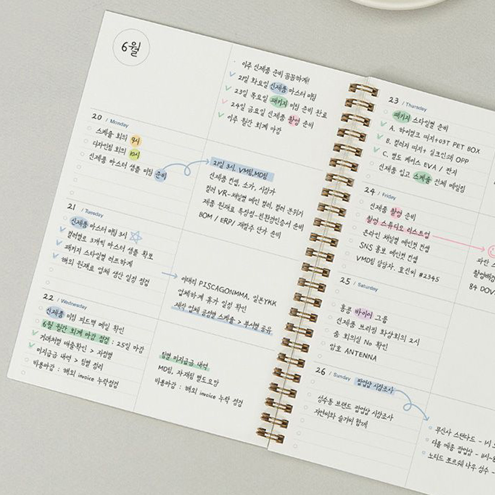 위클리 플래너 6개월 반년 다이어리 직장인 회사 업무 대학생 주간 스케줄러 만년형 A5 - 상세 이미지 3