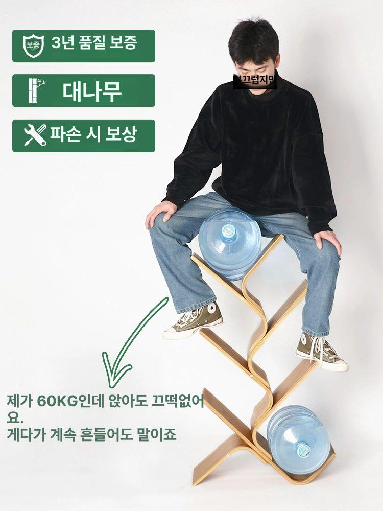 책꽂이 틈새 정리대 서재 책꽃이 카페 북타워 코너 선반 원색-곡선 6단 나무 책장 클래식 - 상세 이미지 4
