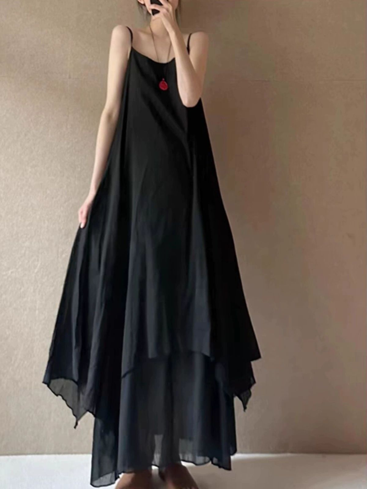 여성 나시 레이어드 스퀘어넥 민소매 캡소매 슬리브리스 화이트 고품질판 L 추천 45.0-55.0kg - 상세 이미지 2